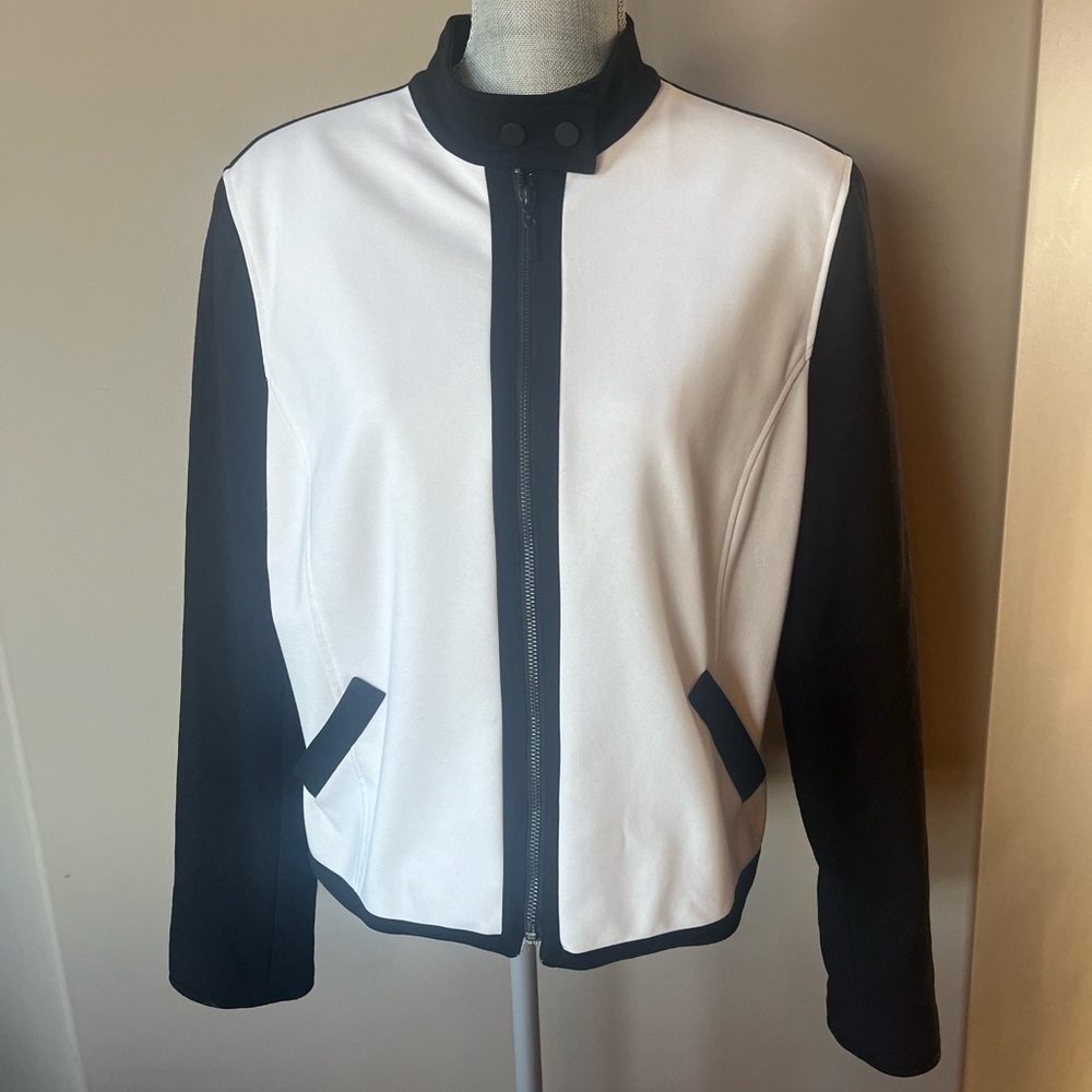 Bianca Nygård Black and White colorblock Moto jacket